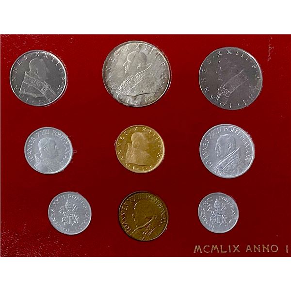 VATICAN CITY: John XXIII, 1958-1963, mint set, 1959, Choice Unc