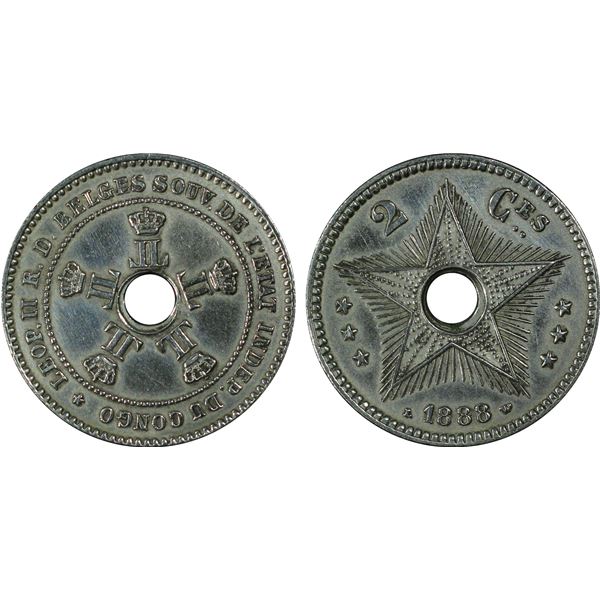 BELGIAN CONGO: Leopold II, 1885-1909, 2 centimes, 1888, PCGS Specimen details