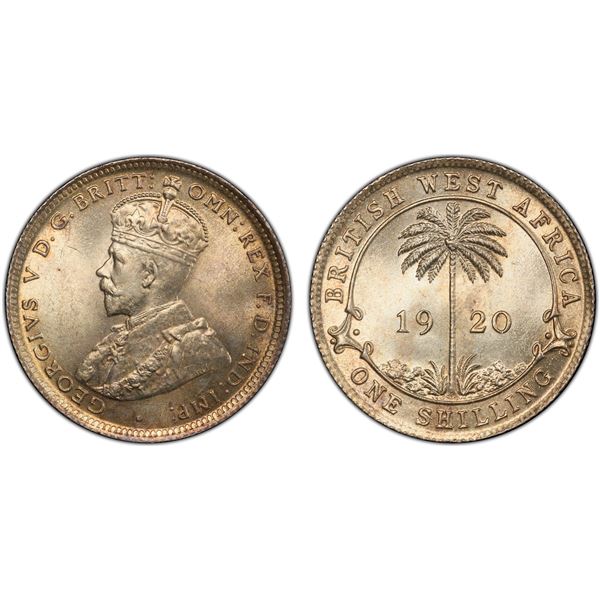 BRITISH WEST AFRICA: George V, 1910-1936, AR shilling, 1920, PCGS MS64