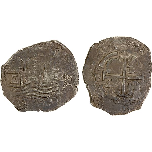 BOLIVIA: Felipe IV, 1621-1665, AR 8 reales cob (27.01g), 1663-P, VF