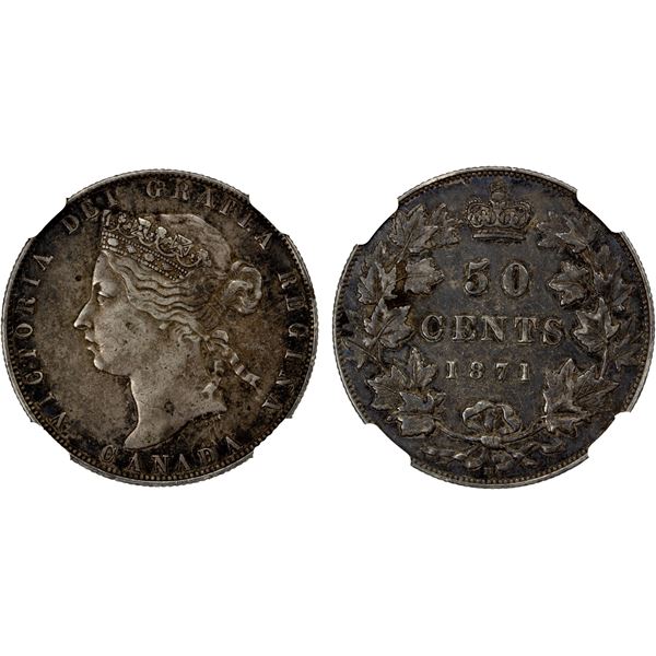 CANADA: Victoria, 1837-1901, AR 50 cents, 1871-H, NGC EF40