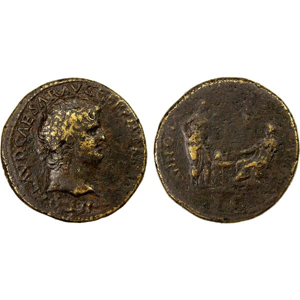 ROMAN EMPIRE: Nero, 54-68 AD, AE sestertius (27.01g), Rome, struck 62-68 AD, VG-F