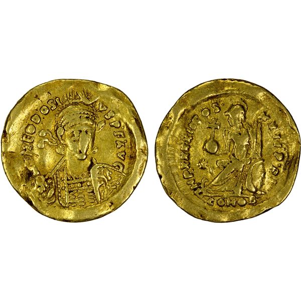 ROMAN EMPIRE: Theodosius II, 402-450 AD, AV solidus (4.32g), Constantinople, struck 441-450 AD, VF