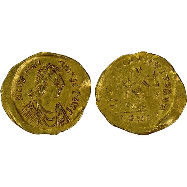 BYZANTINE EMPIRE: Justinian I, 527-565, AV tremissis (1.48g), Constantinople, VF