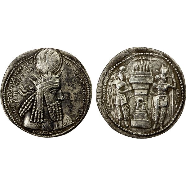 SASANIAN KINGDOM: Varhran I, 273-276, AR drachm (4.03g), bold VF