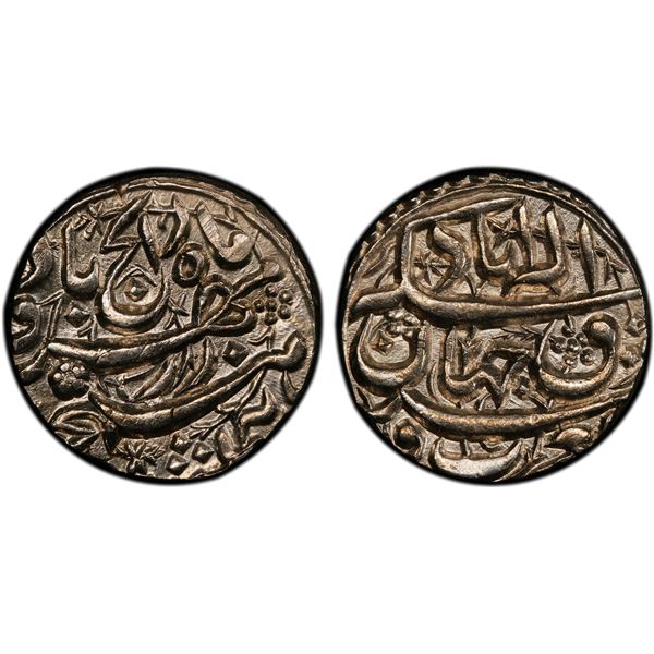 MUGHAL: Akbar I, 1556-1605, AR rupee, Allahabad, ND, PCGS MS62