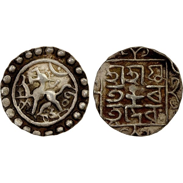 TRIPURA: Ratna Manikya, 1685-1693 & 1695-1712, AR ¼ tanka (2.66g), SE1607, bold VF