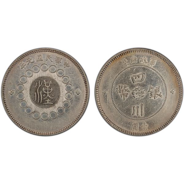 SZECHUAN: Republic, AR dollar, year 1 (1912), PCGS EF details
