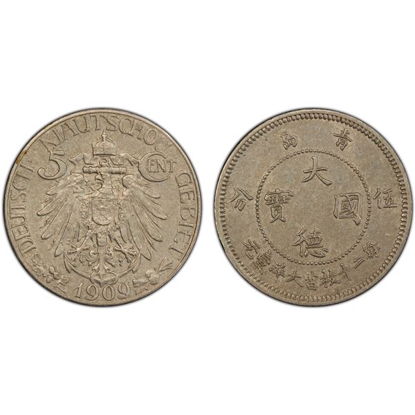 KIAUCHAU: Wilhelm II, 1898-1914, 5 cents, 1909, PCGS AU58