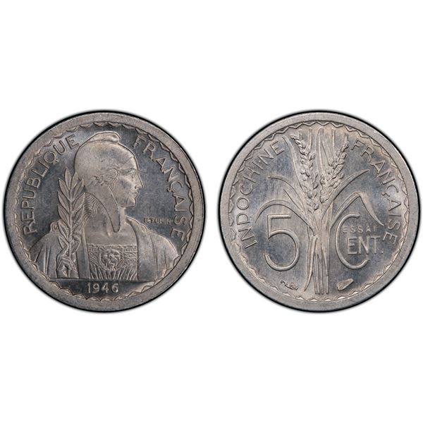 FRENCH INDOCHINA: 5 centimes, 1946, PCGS Specimen 65