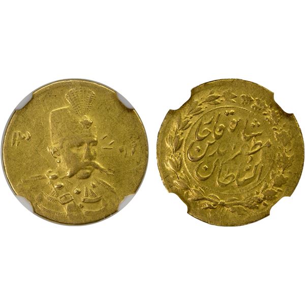 IRAN: Muzaffar al-Din Shah, 1896-1907, AV 5000 dinars (½ toman), Tehran, AH"13019" (error for 1319),