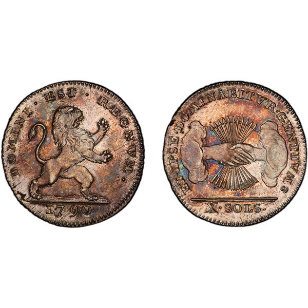 AUSTRIAN NETHERLANDS: Insurrection, AR 10 sols, Brussels, 1790, PCGS MS63