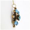 Image 3 : Antique Victorian 18k Gold Mine Diamond Turquoise & Black Enamel Open Pendant