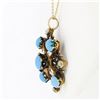 Image 4 : Antique Victorian 18k Gold Mine Diamond Turquoise & Black Enamel Open Pendant