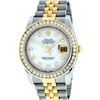 Image 2 : Rolex Mens Stainless Steel and Yellow Gold MOP String Diamond 36mm Datejust