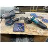 Image 2 : MAKITA 4.5" GRINDER MODEL GA4520 AND BOSCH PALM SANDER WITH ROLLING TABLE AND CONTENTS