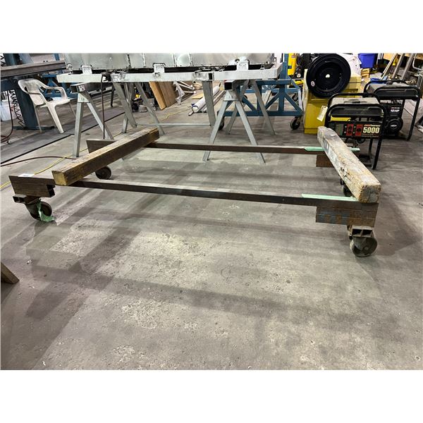 CUSTOM 4-WHEEL DOLLY - 6" METAL WHEELS - 8' X 38" - 2" METAL TUBING - COULD BE USED AS A BOAT DOLLY