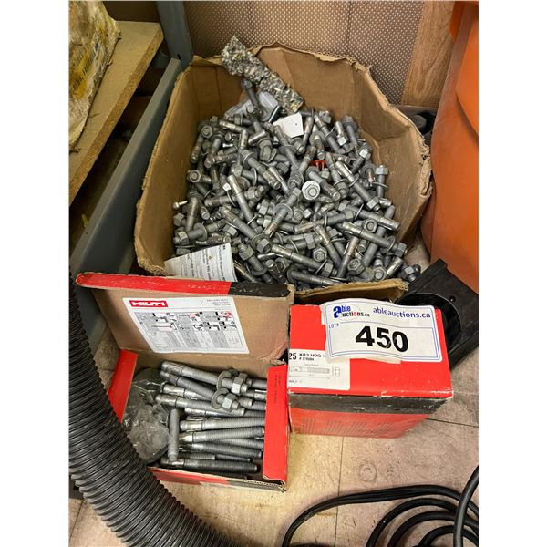 APPROX 200 HILTI GALVANIZED 1/2  CONCRETE ANCHORS 31/2 