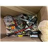 Image 8 : ASSORTED HAND TOOLS - HAMMER, SAWS, PRY BARS, CHISELS, RIVET GUN, NUTS & BOLTS, SCRAPERS ETC.