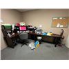 Image 1 : CORNER DESK 60" X 60" WITH OVERHEAD SHELF & 60" X 24" PENINSULA & OFFICE CHAIR