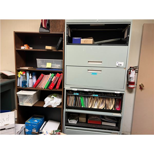 2 X 36" 3-DRAWER LATERAL FILING CABINETS & 32" BOOK SHELF