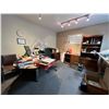 Image 1 : OFFICE FURNITURE COMPONENTS - DESK WITH T-TOP, FILE CABINET, CHAIR, BOOK CASE & STORAGE CABINET