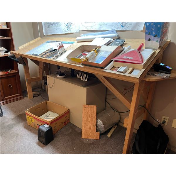 PLYWOOD PLANNING TABLE (8' X 30" X 48") WITH 48" LED LIGHT BAR