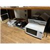 Image 2 : BOX OF CHAFER FUEL SOURCES, PORTABLE GAS BURNER, ASSORTED CUTTING BOARDS AND PANASONIC MICROWAVE