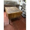 Image 2 : COMMERCIAL WOOD TOP/METAL BASE FOOD PREP STATION 36"W X 36"D X 33"H