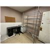 Image 2 : CONTENTS OF OF BACK STORAGE ROOM INCLUDING CHROME 5 TIER METRO STYLE RACK, 2 SLIDING GLASS DOOR