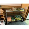 Image 1 : MOBILE CHROME 3 TIER METRO STYLE RACK AND 6 CASES OF PICKLES