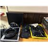 Image 2 : LOT OF ASSORTED ELECTRONICS INCLUDING MONITORS, KEYBOARDS, MICE, CABLES, WIFI EXTENDERS, WALKIE