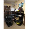 Image 2 : 4 ASSORTED BLACK PLASTIC MULTI TIER STORAGE SHELVES WITH CONTENTS OF ASSORTED POWER TOOLS,