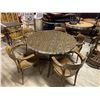 Image 1 : ROUND 46" DINING TABLE AND 5 ASSORTED WOOD CHAIRS