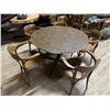 Image 2 : ROUND 46" DINING TABLE AND 5 ASSORTED WOOD CHAIRS