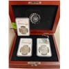 Image 1 : 3 MS64 Morgan Silver Dollars, 1887, 1882 "s", 1921. Collection is in a beautifully fitted locking bo