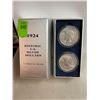 Image 1 : 2 1924 Historic U.S. Silver Dollars. This is from a lifetime private collection , owner is in his 80