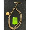 Image 1 : 14K Gold Estate Watch Chain with Gold Coin, 10.9 DWT Weight