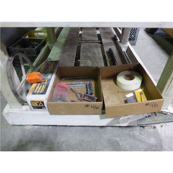 3- floor scrappers, emergency warning triangles, joint tape, qty of tools, etc.