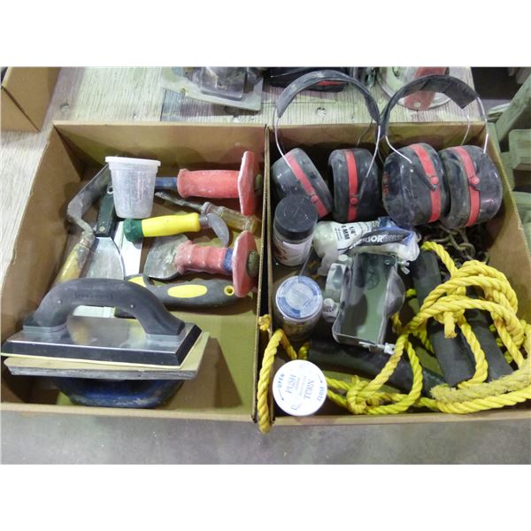 Qty of chisels, grouting trowels, ear protection, lifting ropes and miscellaneous