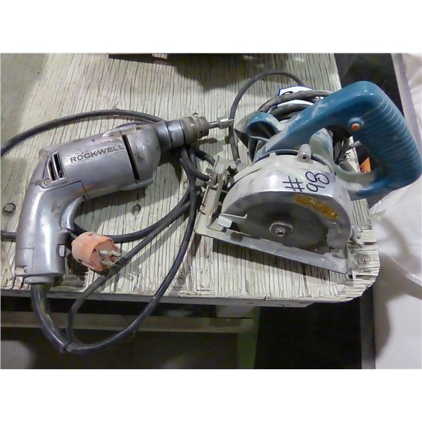 Makita 4 1/4" skill saw and Rockwell screw gun