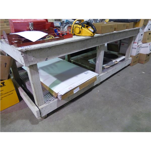 Wood work bench, 98" x 44" x 36" H