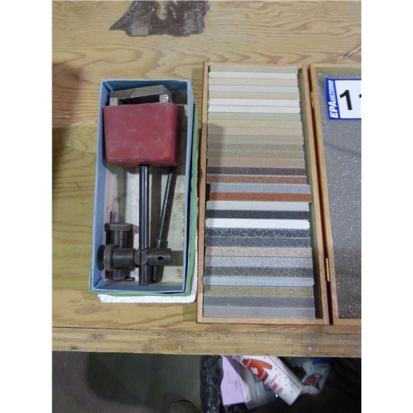 Magnetic dial holder and grout samples