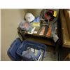 Image 1 : Qty of grouting tools, air hose, windshield wipers, safety hat, drop cloth, grouting trowels and mis