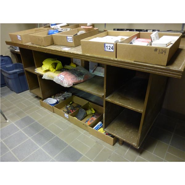 Blueprint wooden desk, 85" x 37" x 40" high (No contents)