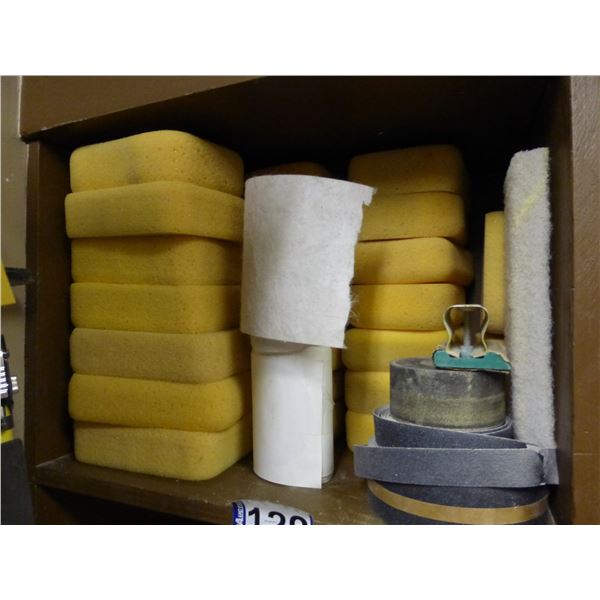 Qty of sponges and carborundum tape 1" wide and 2" wide rolls