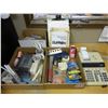 Image 1 : Qty of office supplies, sharpening blocks, staples, calculator, wax pencils, clipboard and misc.