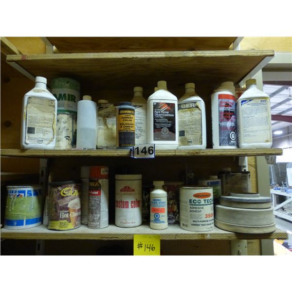 Qty of buffing pads, assortment of waxes, cleaners, paint thinners, paint, grease and rust removers,