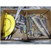 Image 1 : 2- boxes of squeegees, hammer, pliers, wrenches etc.