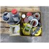 Image 1 : Qty of "caution" tape, polishing pads, duct tape, masks, horseshoes, bits and Misc.